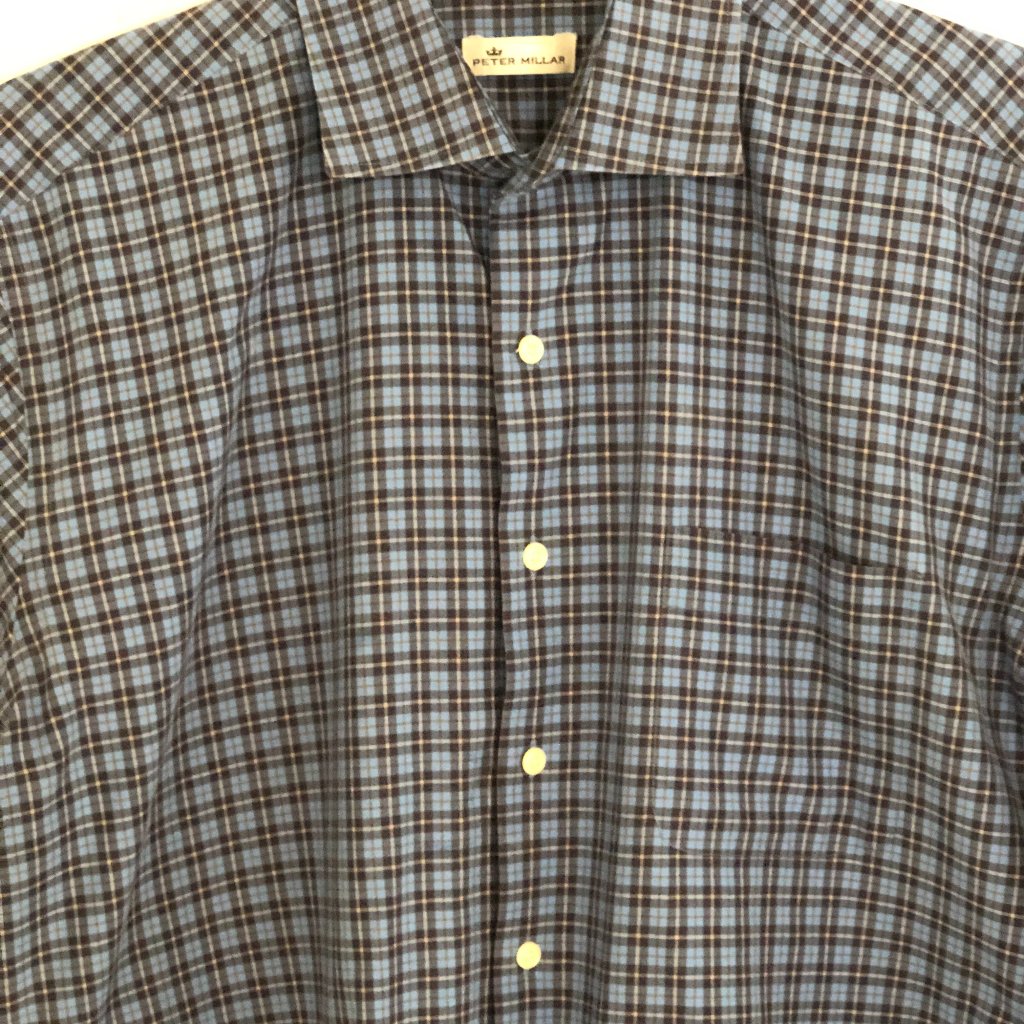 Final Price! Gorgeous Blue Peter Millar Shirt Size Large W/Pocket Retail $145